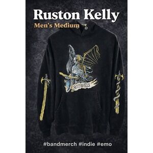 Ruston Kelly Skeleton Angel Hoodie Black Graphic Band Merch Indie Emo Men's M